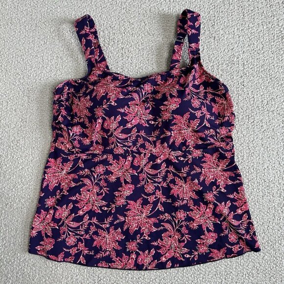 NWT Lands End Flutter Tankini Top Size 1X Blackberry Strawberry Jacobean - Picture 1 of 6